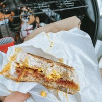 Breakfast muffin - tofu, bacon, cheese  at Plant N Vibe – Street Food by Plant N Plate in Birmingham