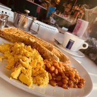 The mini breakfast - beans, tofu scramble, vacon, sausage and toast x at Plant N Vibe – Street Food by Plant N Plate in Birmingham
