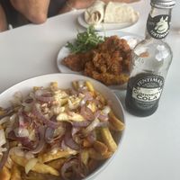 Loaded fries with vegan cheese, vegan bacon, and onions. Oyster mushroom wings. Tofu and avocado wrap.   at Plant N Vibe – Street Food by Plant N Plate in Birmingham