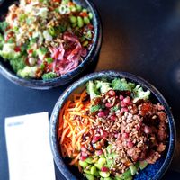 Lunch, two big bowls at The Buddha Bowl Project in Vejle