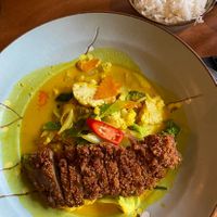 Vegan duck with curry sauce and rice  at Madame Nguyễn in Wurzburg