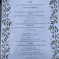 Menu at Le Mariachi in Montreal