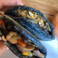 Mushroom gorditas and Corn smut Gorditas  at El Negrito Gorditas in Bernal