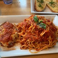 Chicken Parm with Spaghetti at Boardwalk Vegan in Havertown