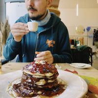 Take one pancakes tower for two people 😋 at The Garden Cafe & Restaurant in Budapest