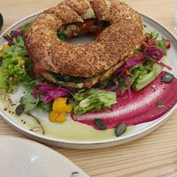 vegan bagel - amazing at The Garden Cafe & Restaurant in Budapest