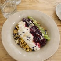 Granola with Vegan Yogurt (Asked for a double sized portion as I was hungry, and they were kind enough to do that!)  at The Garden Cafe & Restaurant in Budapest