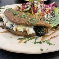 Chickpea omelette with almond ricotta and veggies   at The Garden Cafe & Restaurant in Budapest
