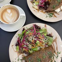 Chickpea omelette with almond ricotta and veggies   at The Garden Cafe & Restaurant in Budapest