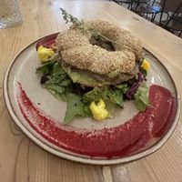mushroom bagel sandwich   at The Garden Cafe & Restaurant in Budapest