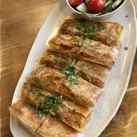 “Spicy” potato gözleme (not spicy at all but yummy!)  at The Garden Cafe & Restaurant in Budapest