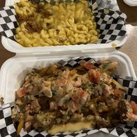 Mac n cheese, loaded fries  at 100% HP in San Juan