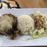 vegan chicken and plantains with vegan cheese, rice, and salad  at 100% HP in San Juan