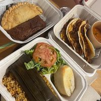 Pictured: Alcapurria, Pastel, Empanada, and Birria Tacos! Favs were the tacos and alcapurria. at 100% HP in San Juan