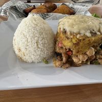 Cheese with smashed plantains + soy based chicken   at 100% HP in San Juan