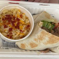 Beef wrap w/ bacon and a side of Mac n cheese  at 100% HP in San Juan