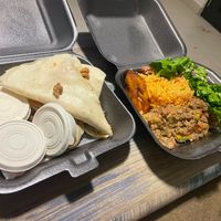 Quesadilla on the left; can't remember the menu item name on the right at 100% HP in San Juan