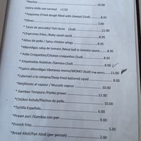 Vegan options marked with check mark (momos can also be made vegan)  at Del Mar in Moraira