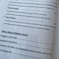 Vegan options marked with check mark   at Del Mar in Moraira