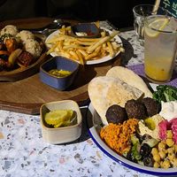 Tempeh plate, fries and falafel plate   at The Common in Daegu