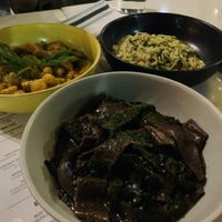 Elbows in vodka sauce, mushroom beet pappardelle, truffle tagliatelle  at Sestina - Culver City in Culver City