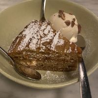 Apple “pie” (cake) with almond gelato   at Sestina - Culver City in Culver City