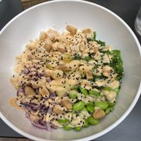 Tofu bowl with peanut topper   at Poké Hut in Tenerife