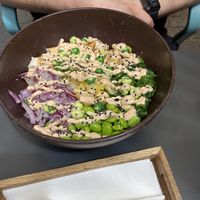 Tofu bowl with wasabi peas   at Poké Hut in Tenerife