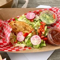 Quesadillas with salsas and salad at El Antojo at Joe's Deli - Maybe closed in Los Barriles