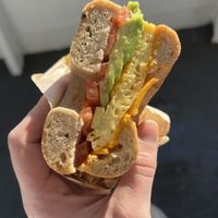 Avocado, Tomato, Just Egg, vegan Cheddar  at The Happy Vegan in San Francisco