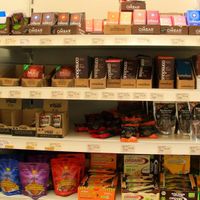 Earthfare has an extensive selection of raw vegan chocolates and treats. They also stock all the raw ingredients if you'd prefer to create your own. at Earthfare in Glastonbury