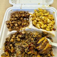 Delicious selections from the hot bar    at Vegan Time Cafe in Stone Mountain