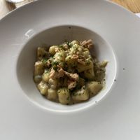 Gnocchi in artichokes cream and veggie meat  at Nativa in Rome