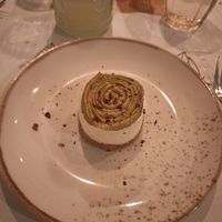 Rose-flavoured cheesecake with pistachio cream on top? Yes please! at Nativa in Rome