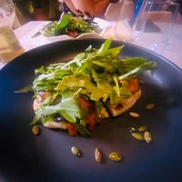 Vegan appetizer (pita, veggies, hummus) at Hectors Kitchen in Punta De Mita