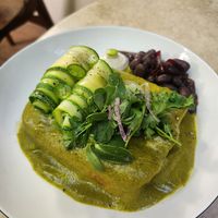 Enchiladas en salsa verde at La Cabra Iluminada in San Miguel De Allende