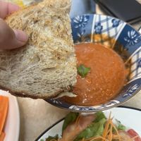 Sopa de tomate con sandwich de queso  at La Cabra Iluminada in San Miguel De Allende