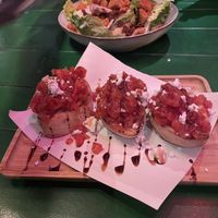 Bruscetta with feta crumble  at Vegan Pizza Bar in Rotterdam