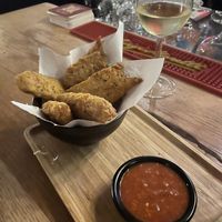 Chicken tenders with arrabbiate saucr  at Vegan Pizza Bar in Rotterdam