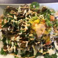 Taco salad, YUM! at Raw Can Roll Cafe in Wayne