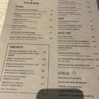 Menu at Ojo de Maíz in Mexico City