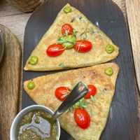 Ayocote bean stuffed tetela  at Ojo de Maíz in Mexico City