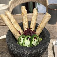 Tinga flautas  at Ojo de Maíz in Mexico City