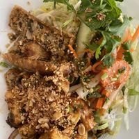 Rice noodles with spring onions and tofu   at Restaurang Springrolls in Stockholm