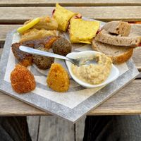 Chefs appetizer Meza plate.  at La Schiscetteria in Milan