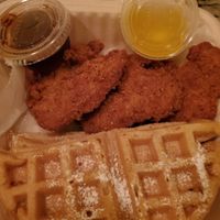 Chicken and waffles, one month after it opened. Not as good anymore at C4Eats in Hollywood