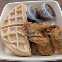 Fried oyster mushroom and waffles at C4Eats in Hollywood