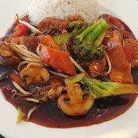 Tempeh in soy sauce at Loving Hut in Hamburg