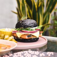 Fish burger  at Golden State Vegan Sushi in Bangkok