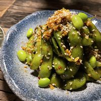 Spicy edamame   at Golden State Vegan Sushi in Bangkok